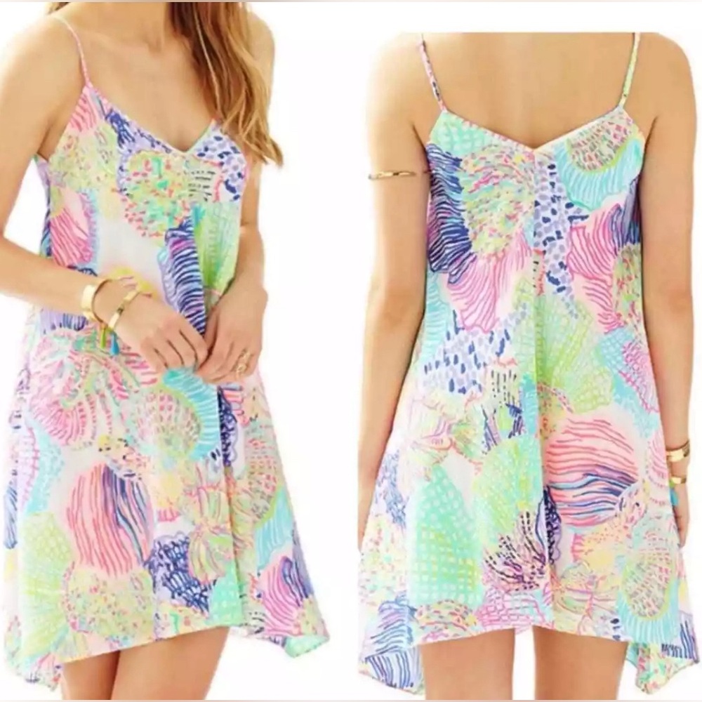Lilly Pulitzer Clara Dress Roar Of The Seas Silk Spaghetti Strap Small